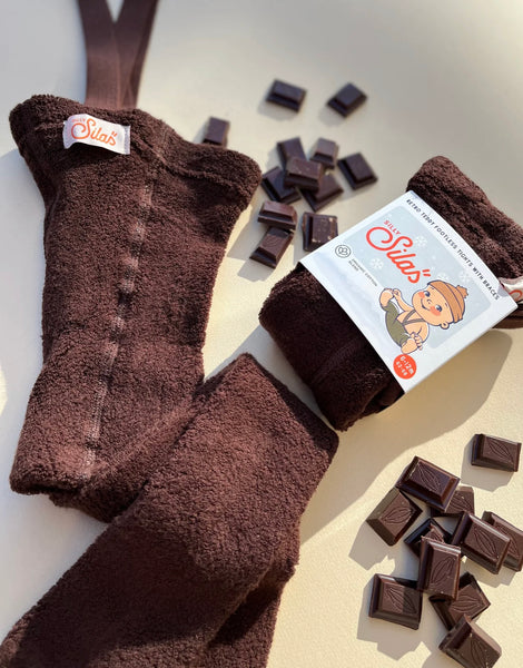 Silly Silas Teddy Footless Unisex Rib Tights with Braces Chocolate