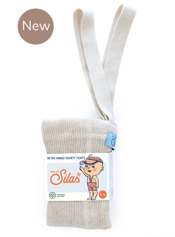 Silly Silas Shorty Unisex Rib Tights with Braces Cream Blend