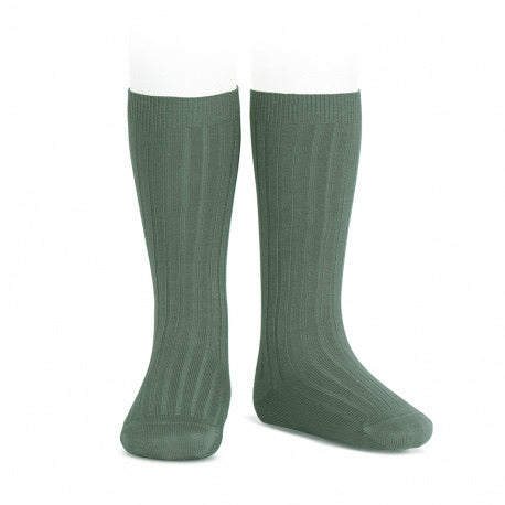 Basic Rib Knee High Socks Lichen