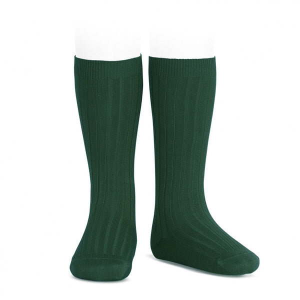Basic Rib Knee High Socks Bottle Green