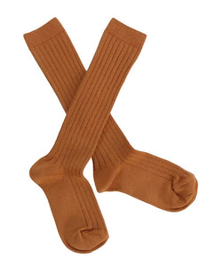 Basic Rib Knee High Socks Cinnamon